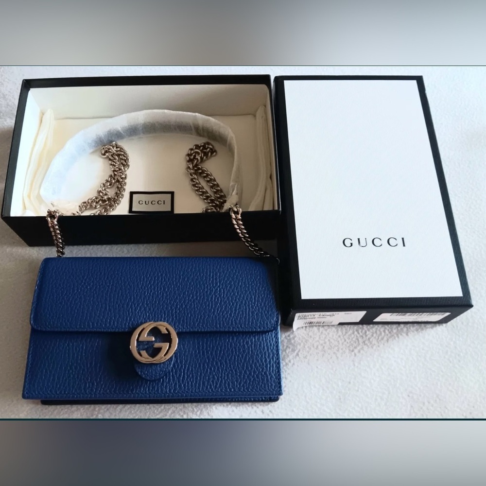 Gucci Marmont GG Bag with Chain Strap. Caspian Blue. - Picture 8 of 11